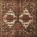 Square Persian Brown Traditional Rug, tr714brn