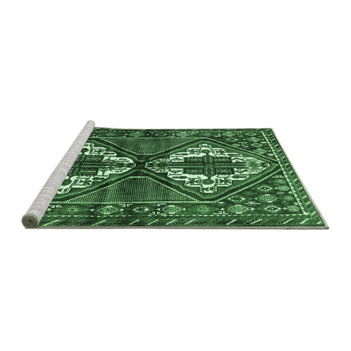 Sideview of Machine Washable Persian Emerald Green Traditional Area Rugs, wshtr714emgrn