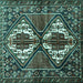 Square Persian Turquoise Traditional Rug, tr714turq