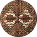 Round Persian Brown Traditional Rug, tr714brn