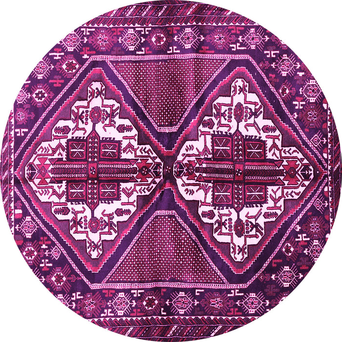 Round Machine Washable Persian Pink Traditional Rug, wshtr714pnk