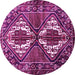 Round Machine Washable Persian Pink Traditional Rug, wshtr714pnk