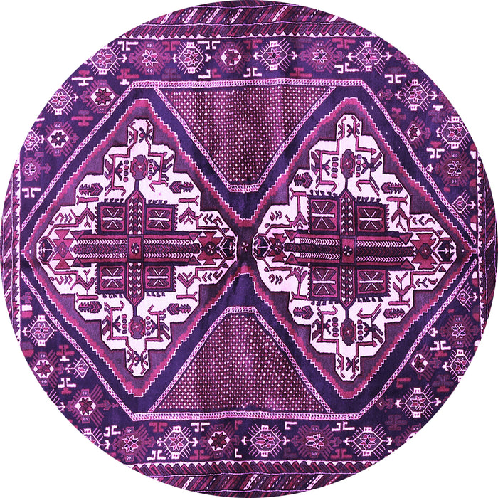 Round Persian Purple Traditional Rug, tr714pur