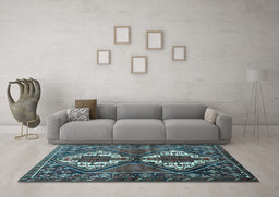 Machine Washable Persian Light Blue Traditional Rug in a Living Room, wshtr714lblu