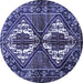 Round Persian Blue Traditional Rug, tr714blu