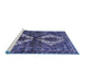 Sideview of Machine Washable Persian Blue Traditional Rug, wshtr714blu