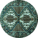 Round Persian Turquoise Traditional Rug, tr714turq