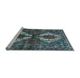 Sideview of Machine Washable Persian Light Blue Traditional Rug, wshtr714lblu