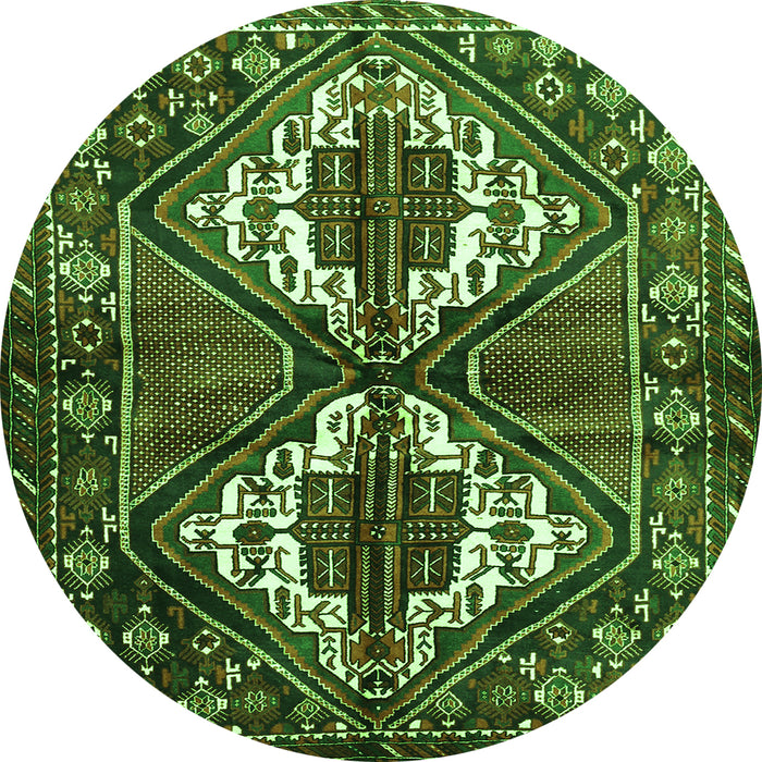 Square Persian Green Traditional Rug, tr714grn