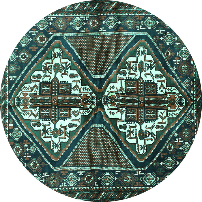 Round Machine Washable Persian Turquoise Traditional Area Rugs, wshtr714turq