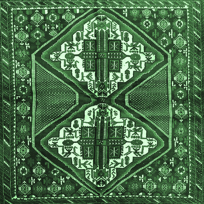 Square Persian Emerald Green Traditional Rug, tr714emgrn
