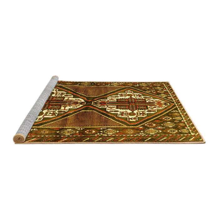 Sideview of Machine Washable Persian Yellow Traditional Rug, wshtr714yw