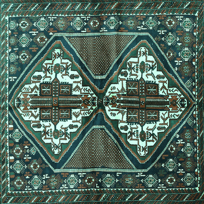 Square Machine Washable Persian Turquoise Traditional Area Rugs, wshtr714turq