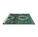 Sideview of Machine Washable Persian Turquoise Traditional Area Rugs, wshtr714turq