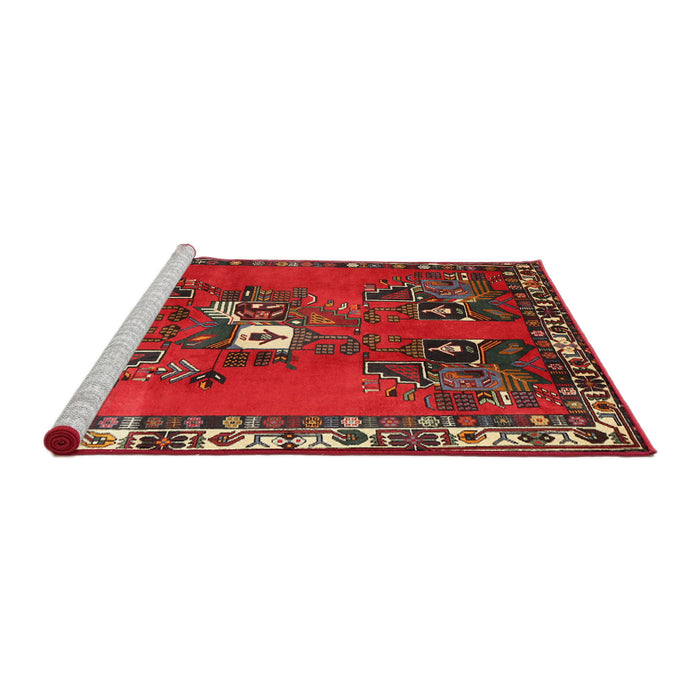 Sideview of Machine Washable Traditional Red Rug, wshtr715