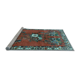 Sideview of Machine Washable Persian Light Blue Traditional Rug, wshtr715lblu