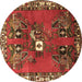 Round Persian Brown Traditional Rug, tr715brn