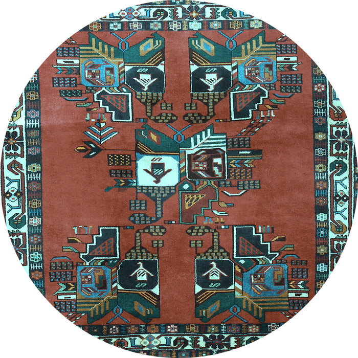 Round Machine Washable Persian Light Blue Traditional Rug, wshtr715lblu