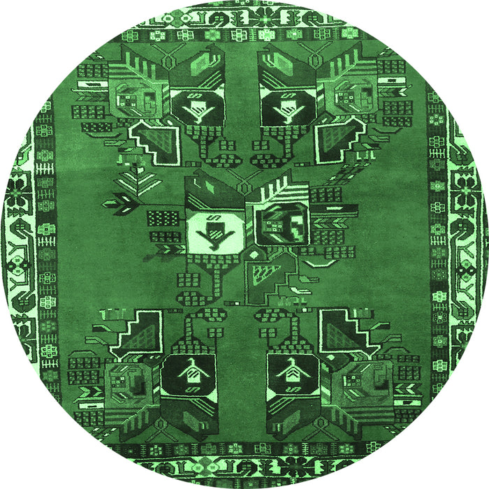 Round Machine Washable Persian Emerald Green Traditional Area Rugs, wshtr715emgrn