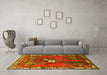 Machine Washable Persian Yellow Traditional Rug in a Living Room, wshtr715yw