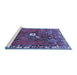 Sideview of Machine Washable Persian Blue Traditional Rug, wshtr715blu