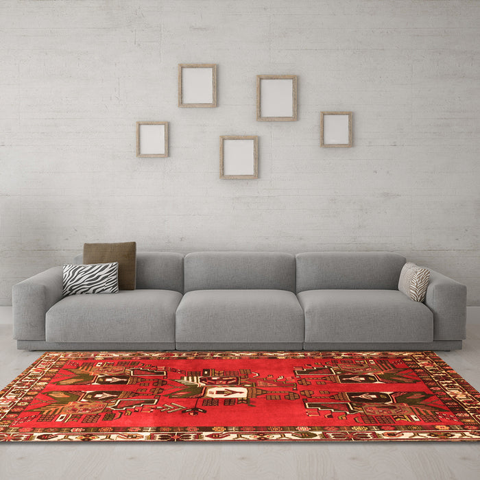 Machine Washable Persian Orange Traditional Area Rugs in a Living Room, wshtr715org