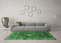 Machine Washable Persian Emerald Green Traditional Rug, wshtr715emgrn