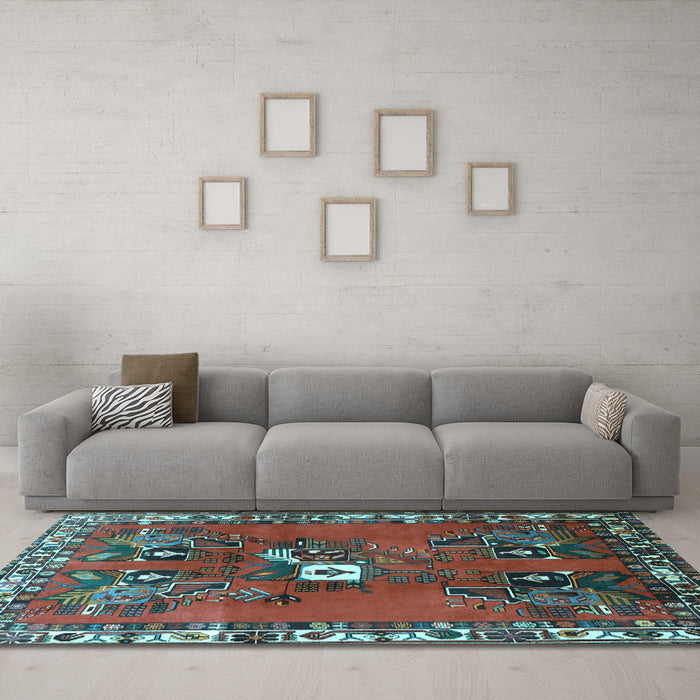 Machine Washable Persian Light Blue Traditional Rug in a Living Room, wshtr715lblu