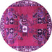 Round Machine Washable Persian Purple Traditional Area Rugs, wshtr715pur