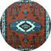 Round Machine Washable Persian Light Blue Traditional Rug, wshtr716lblu