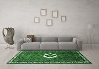 Machine Washable Persian Emerald Green Traditional Rug, wshtr716emgrn