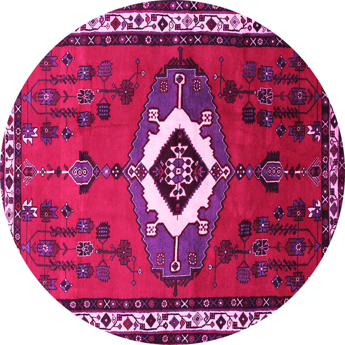 Round Machine Washable Persian Pink Traditional Rug, wshtr716pnk