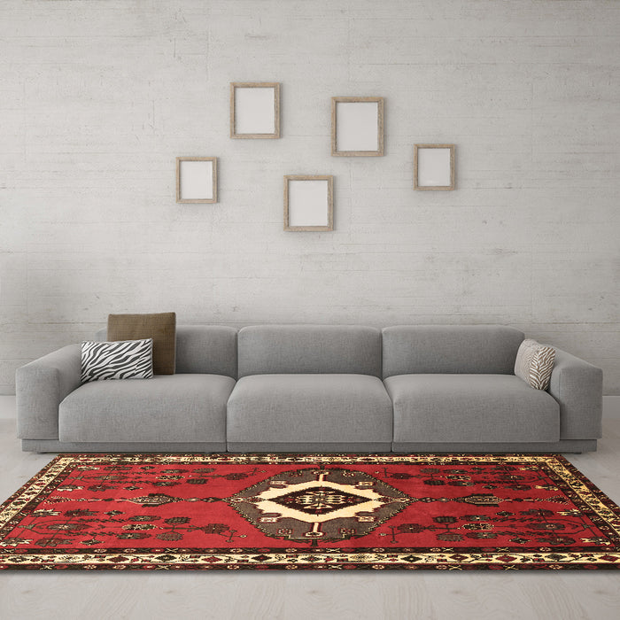 Machine Washable Persian Brown Traditional Rug in a Living Room,, wshtr716brn