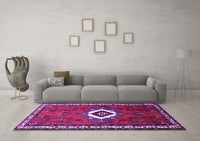 Machine Washable Persian Purple Traditional Rug, wshtr716pur