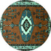 Round Persian Turquoise Traditional Rug, tr716turq