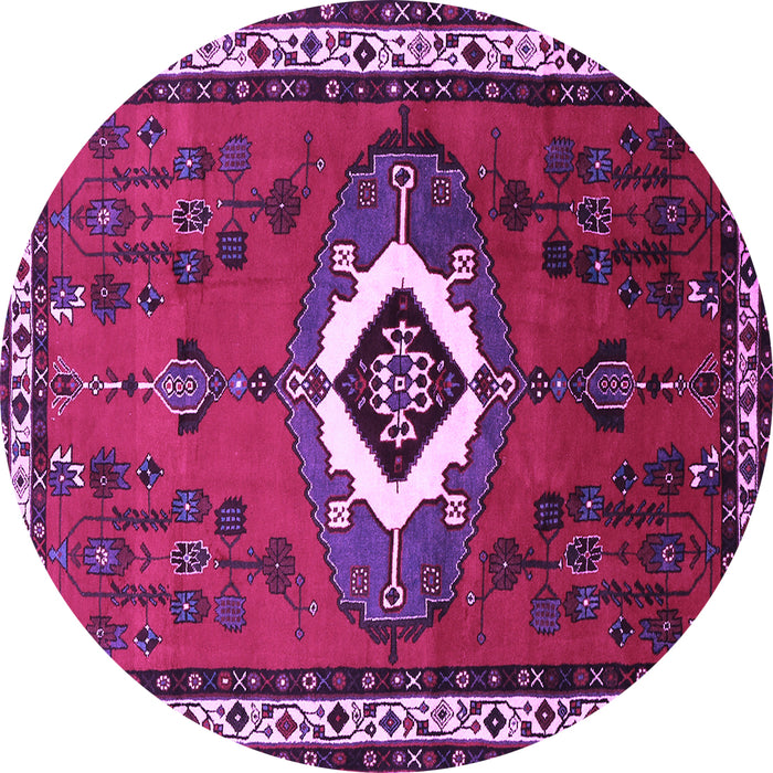 Round Persian Purple Traditional Rug, tr716pur