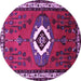 Round Persian Purple Traditional Rug, tr716pur