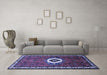 Machine Washable Persian Blue Traditional Rug in a Living Room, wshtr716blu