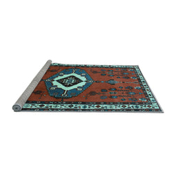 Sideview of Machine Washable Persian Light Blue Traditional Rug, wshtr716lblu