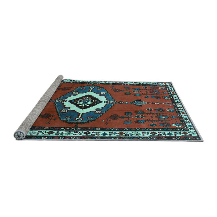 Sideview of Machine Washable Persian Light Blue Traditional Rug, wshtr716lblu