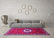 Machine Washable Persian Pink Traditional Rug in a Living Room, wshtr716pnk