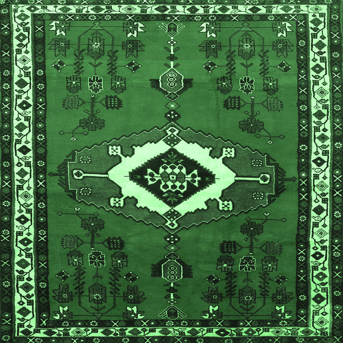 Square Persian Emerald Green Traditional Rug, tr716emgrn