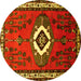 Round Persian Yellow Traditional Rug, tr716yw