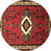 Round Persian Brown Traditional Rug, tr716brn