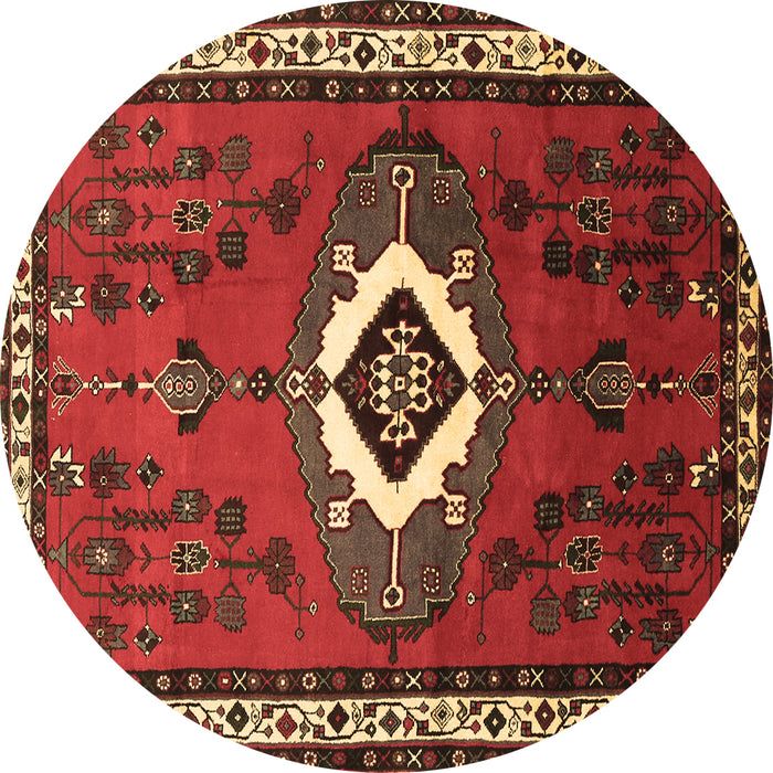 Round Machine Washable Persian Brown Traditional Rug, wshtr716brn