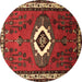 Round Machine Washable Persian Brown Traditional Rug, wshtr716brn