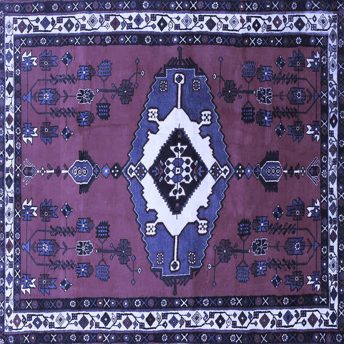 Square Machine Washable Persian Blue Traditional Rug, wshtr716blu