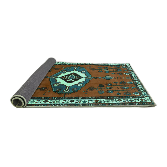 Sideview of Persian Turquoise Traditional Rug, tr716turq