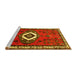 Sideview of Machine Washable Persian Yellow Traditional Rug, wshtr716yw