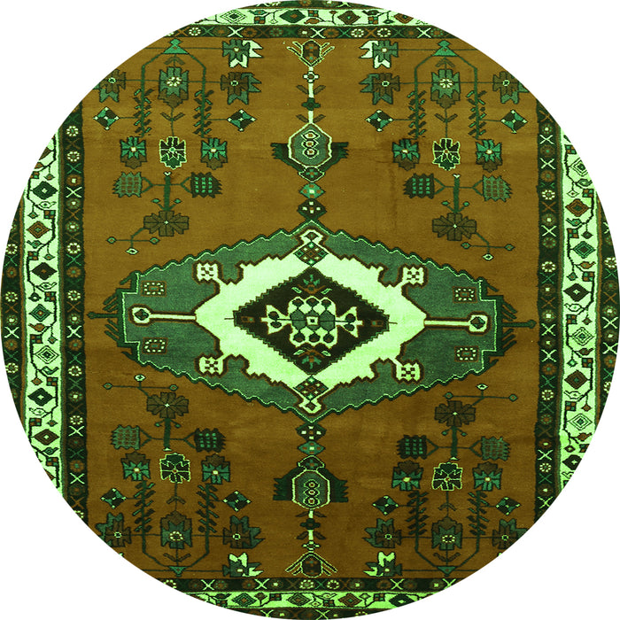 Square Persian Green Traditional Rug, tr716grn